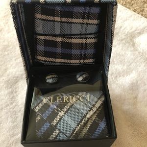 🎉REDUCED🎉NIB CLERICCI TIE/HANKIE/CUFF LINKS SET